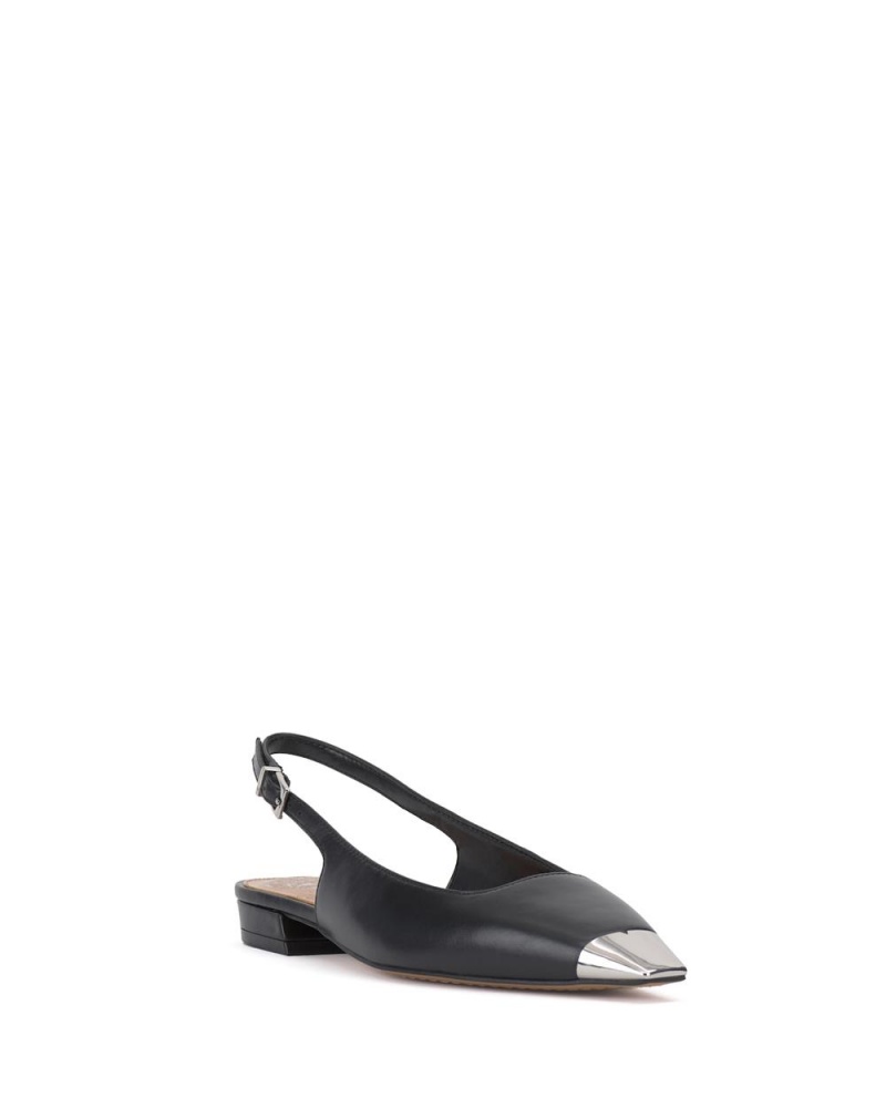 Vince Camuto Sellyn Slingback Obuv pre Ploche Nohy Damske Čierne Strieborne | LTUW-75286