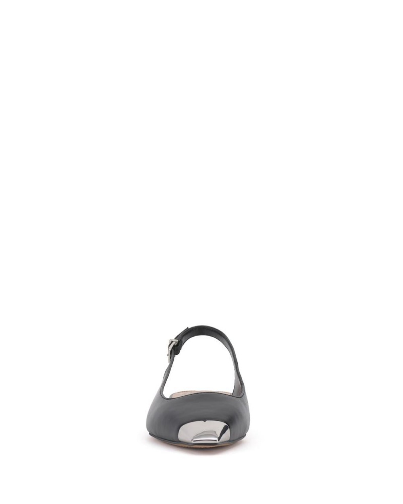 Vince Camuto Sellyn Slingback Obuv pre Ploche Nohy Damske Čierne Strieborne | LTUW-75286
