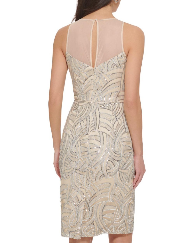 Vince Camuto Sequined Bez Rukavov Cocktail Saty Damske Biele | EJFX-63157
