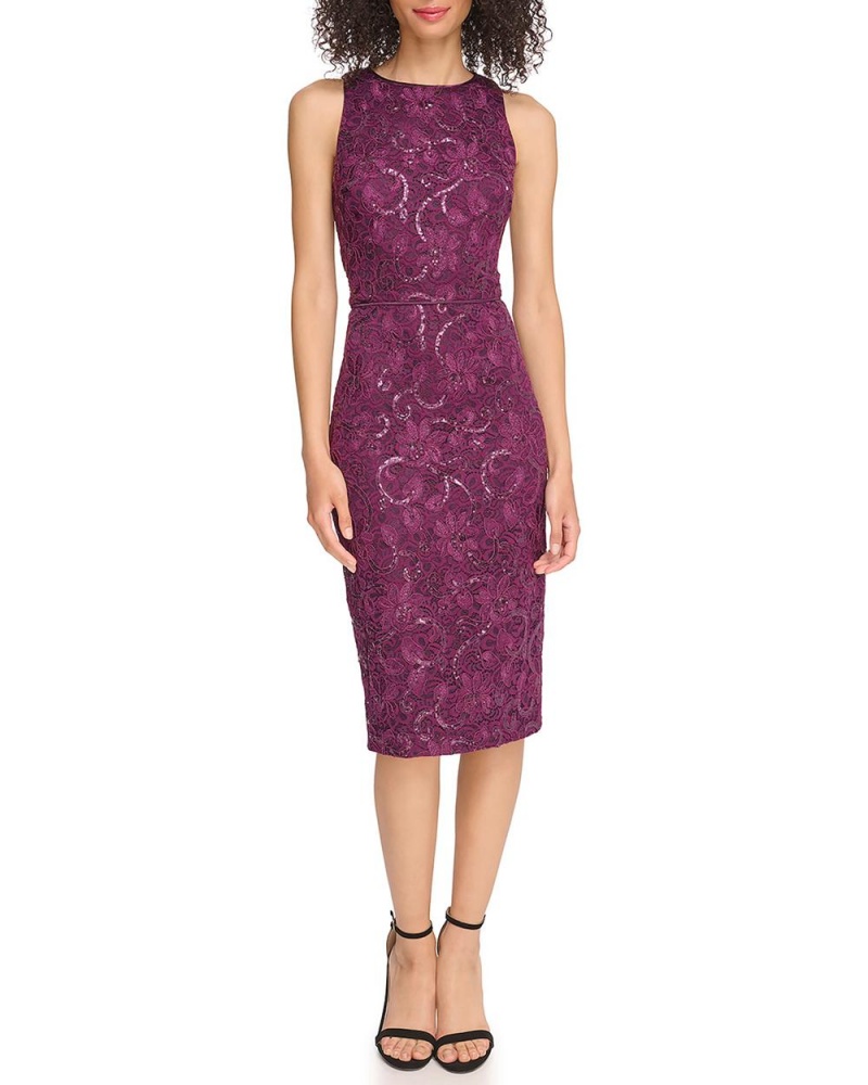 Vince Camuto Sequined Cipkovane Midi Šaty Damske Nachový | SOWC-36589