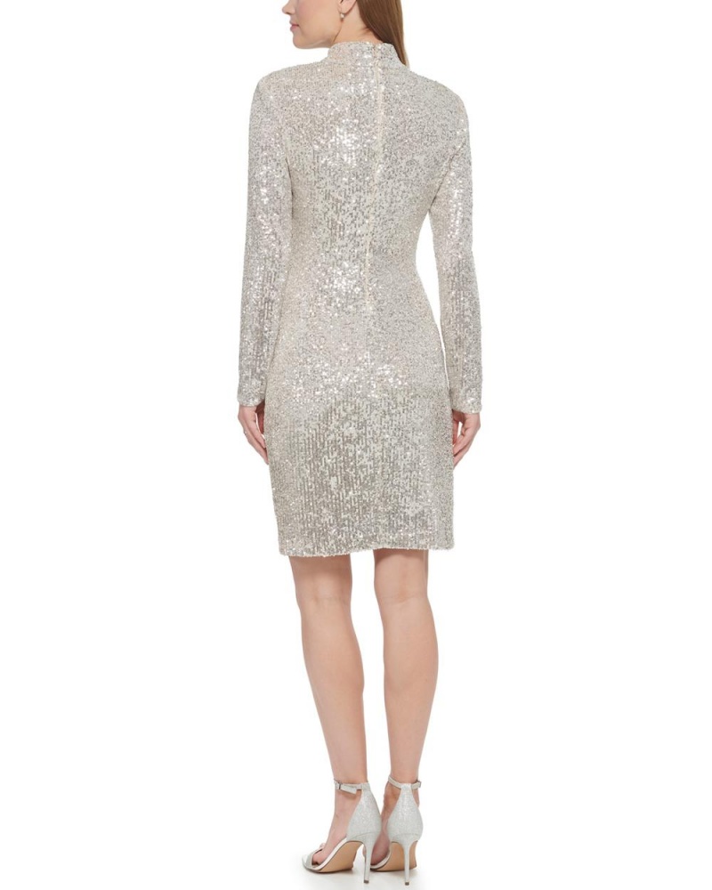 Vince Camuto Sequined Cocktail Saty Damske Biele | PHEN-90835
