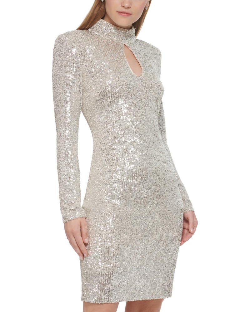 Vince Camuto Sequined Cocktail Saty Damske Biele | PHEN-90835
