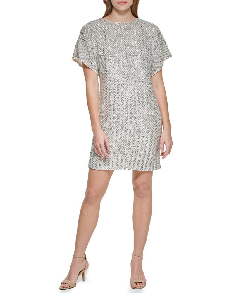Vince Camuto Sequined Dolman-Sleeve$188.00 Saty Damske Biele | TWBY-19370