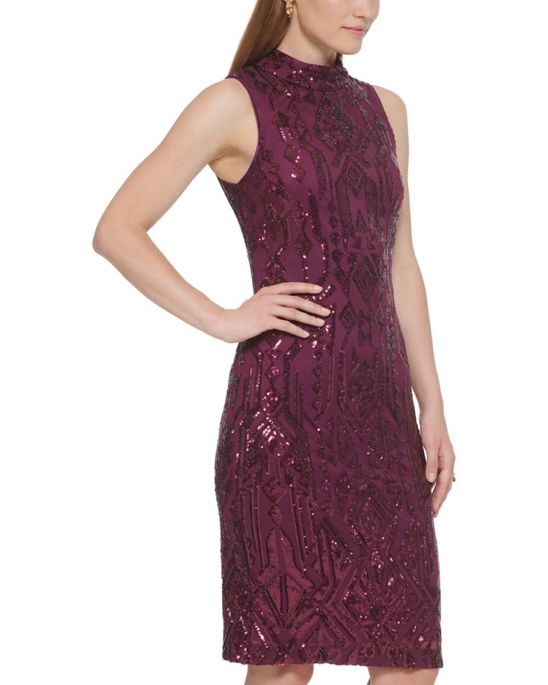 Vince Camuto Sequined Mock-Neck Mini Šaty Damske Nachový | UGYL-61904