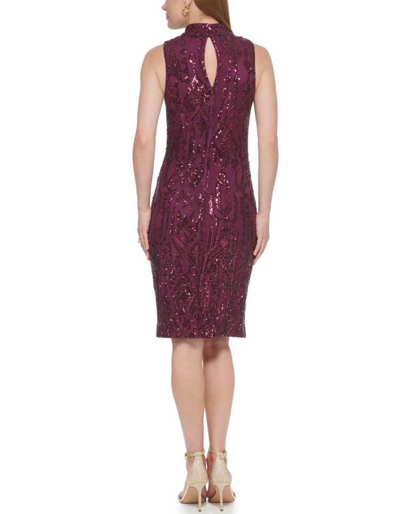 Vince Camuto Sequined Mock-Neck Mini Šaty Damske Nachový | UGYL-61904