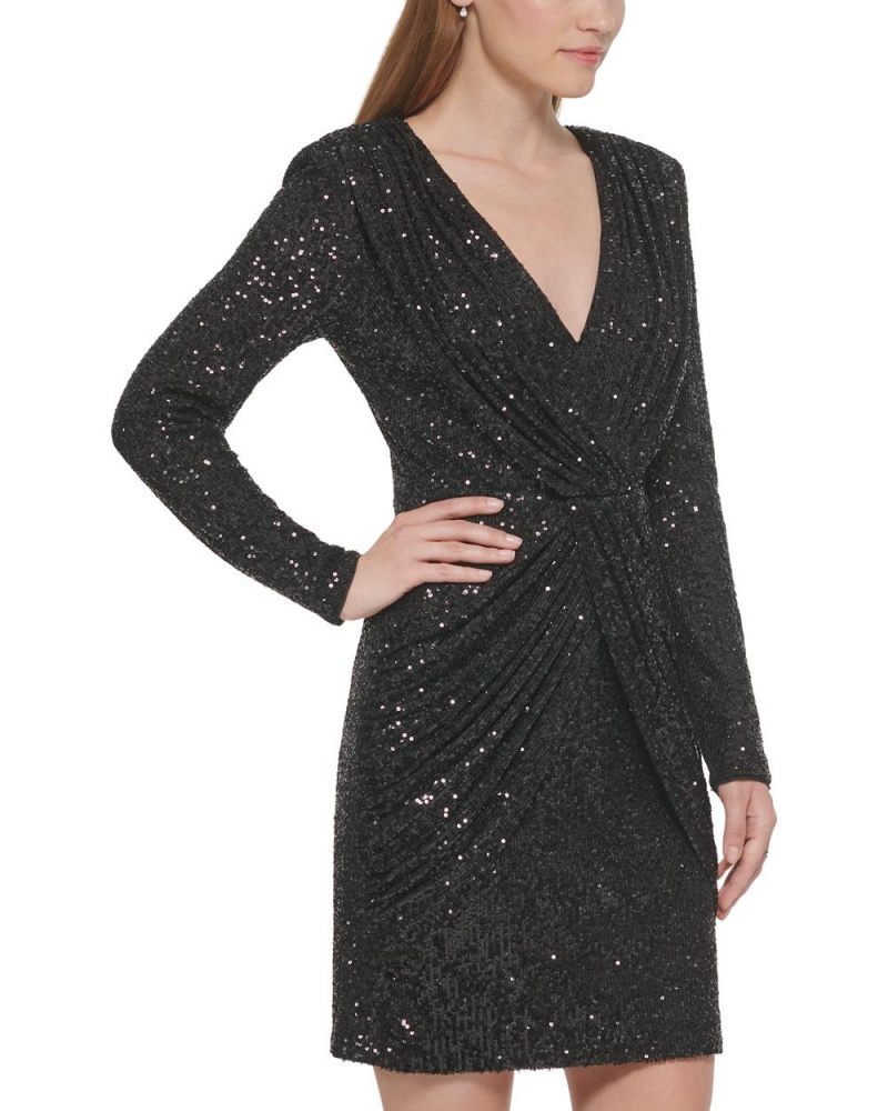 Vince Camuto Sequined Twist-Front Saty Damske Čierne | WSLA-17059