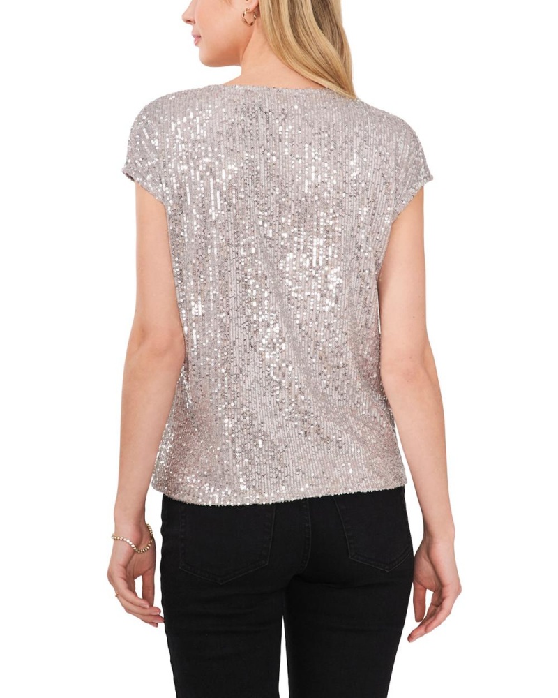 Vince Camuto Sequined V-Neck Bluzka Damske Strieborne | FRIV-38907