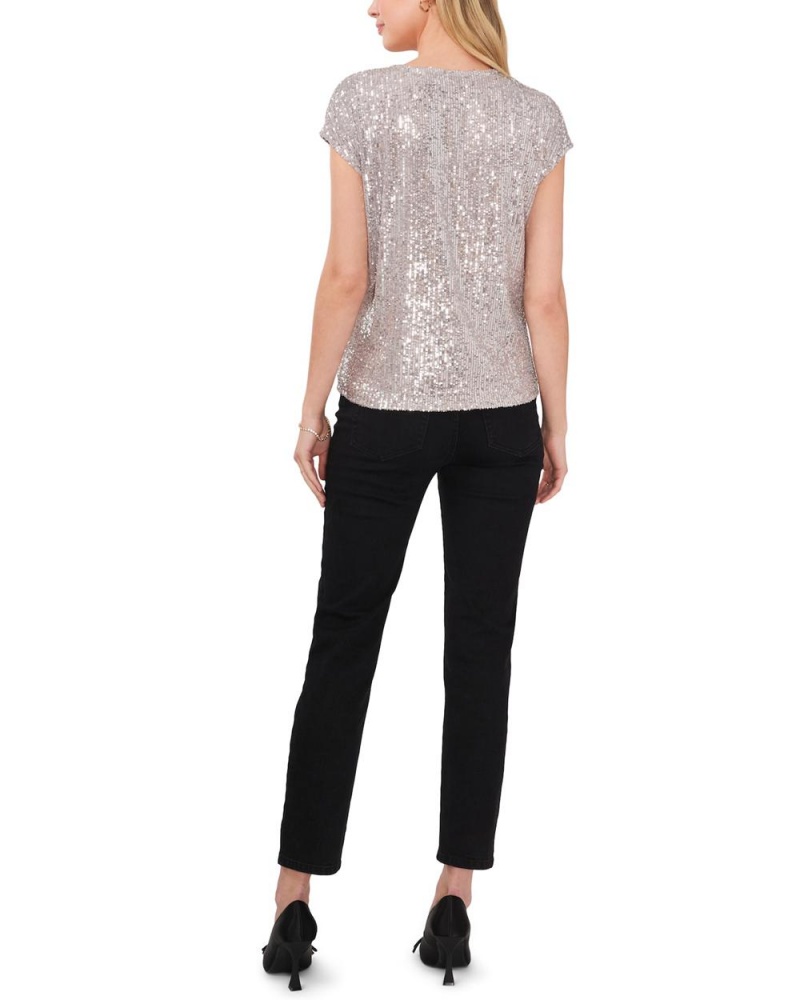 Vince Camuto Sequined V-Neck Bluzka Damske Strieborne | FRIV-38907