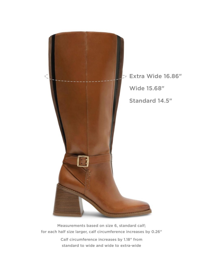 Vince Camuto Seshlyan Extra Siroke Topanky-Calf Vysoke Cizmy Damske Hnede | SFXY-67498