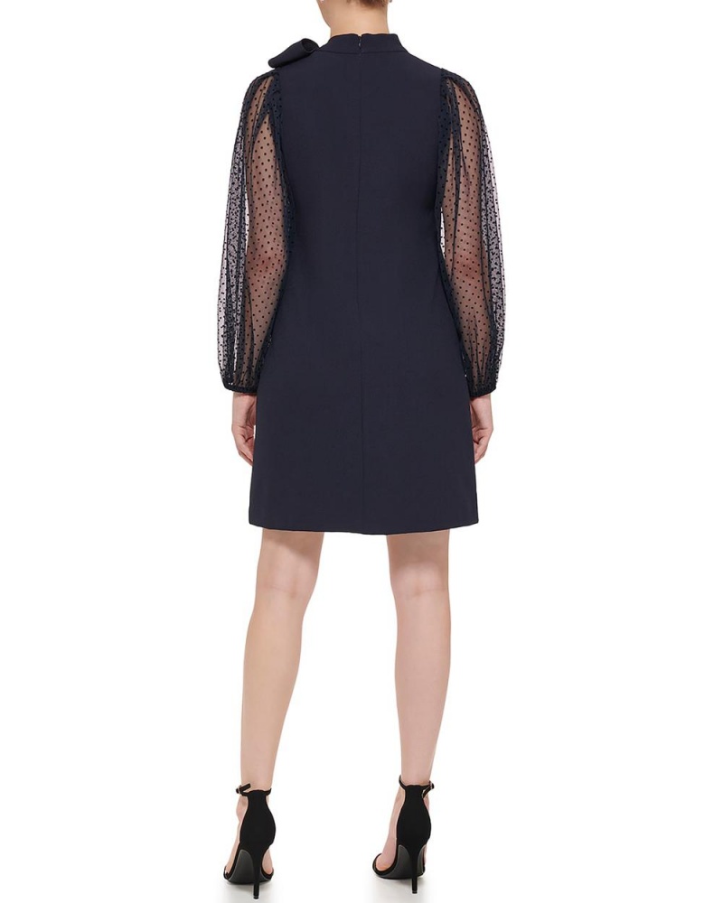 Vince Camuto Sheer-Sleeve Bow-Detail Saty Damske Námornícka Modrá | LITG-29764