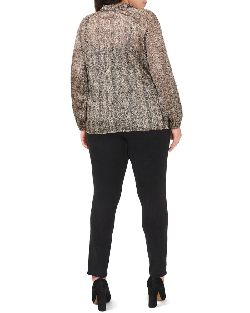 Vince Camuto Shimmer Plisované Tie-Neck (Plus Size) Bluzka Damske Čierne | POYD-32540