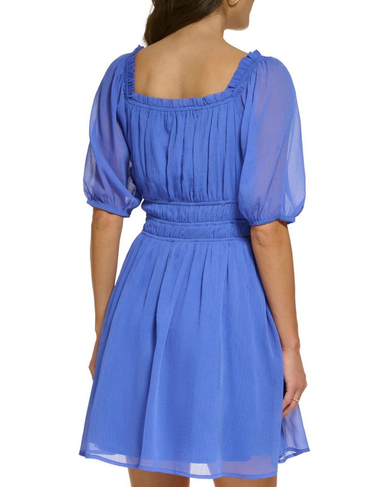 Vince Camuto Shirred Fit-And-Flare Mini Šaty Damske Modre | QWNP-69340