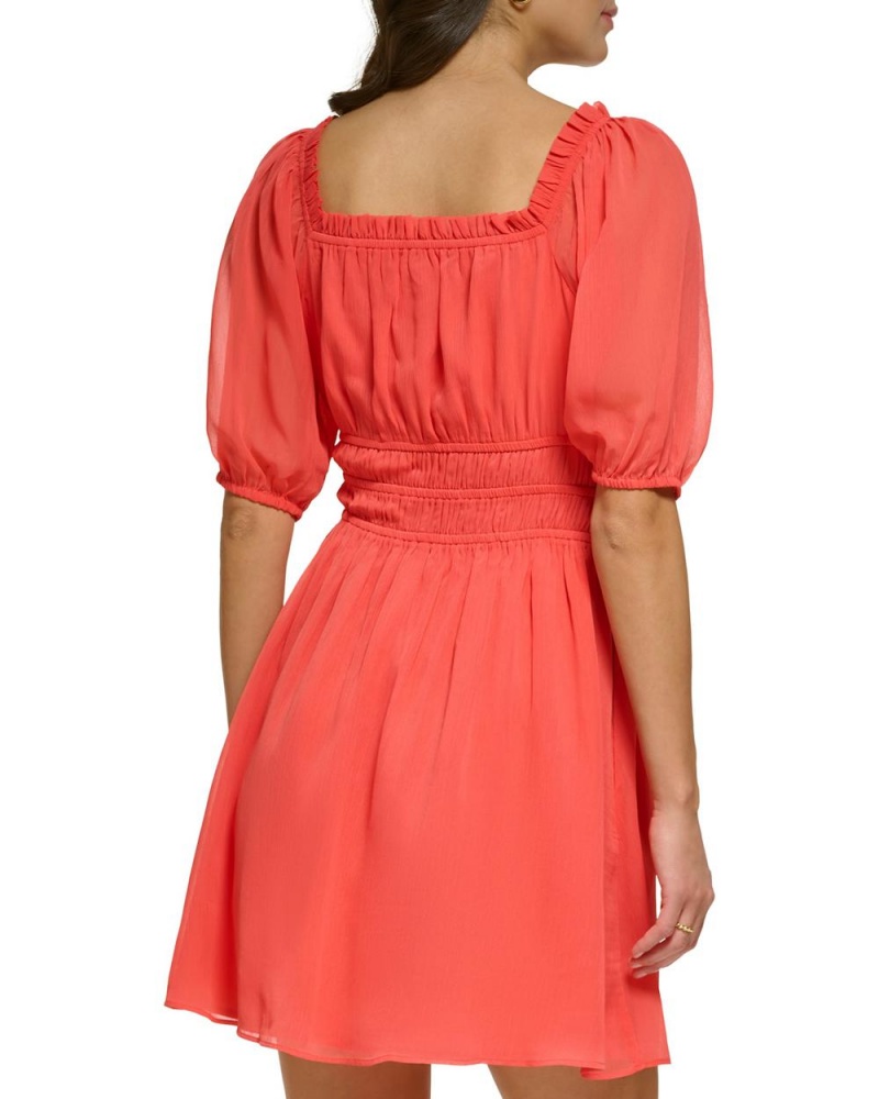 Vince Camuto Shirred Fit-And-Flare Mini Šaty Damske Červené | OGLY-16487