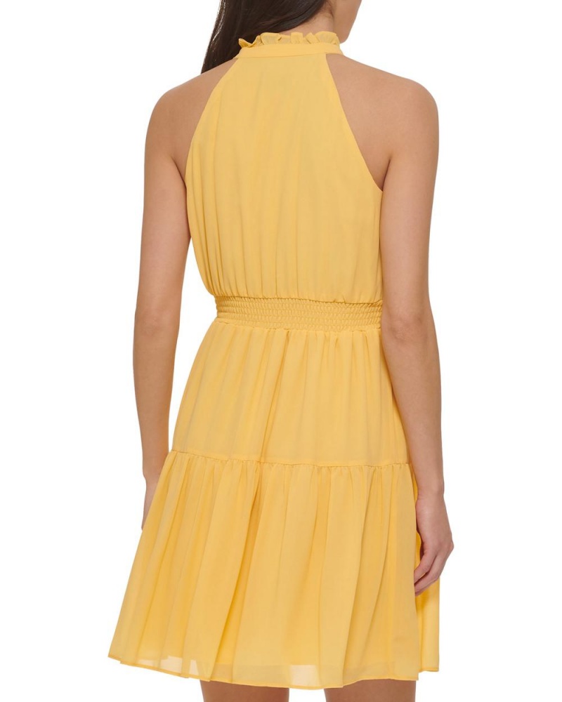 Vince Camuto Smocked Fit-And-Flare (Petite) Mini Šaty Damske Žlté | ZIHX-63159