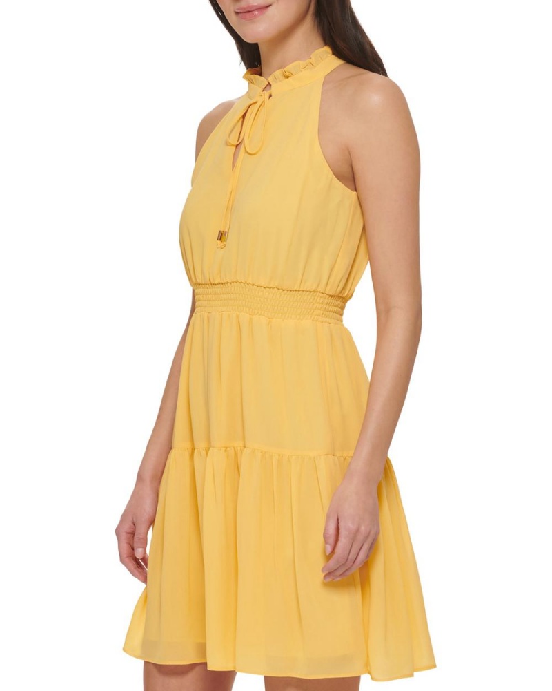 Vince Camuto Smocked Fit-And-Flare (Petite) Mini Šaty Damske Žlté | ZIHX-63159