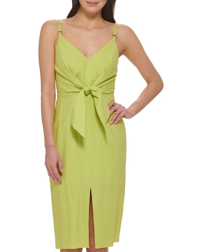 Vince Camuto Smocked Tie-Front Saty Damske Tmavo Zelene | IMKX-24905