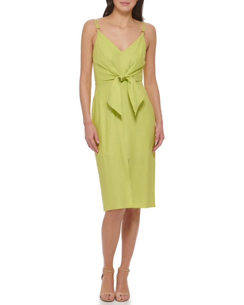 Vince Camuto Smocked Tie-Front Saty Damske Tmavo Zelene | IMKX-24905