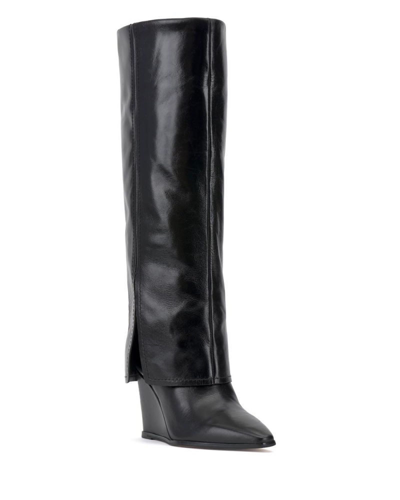 Vince Camuto Tibani Siroke Topanky-Calf Čižmy Na Kline Damske Čierne | QJAW-25970