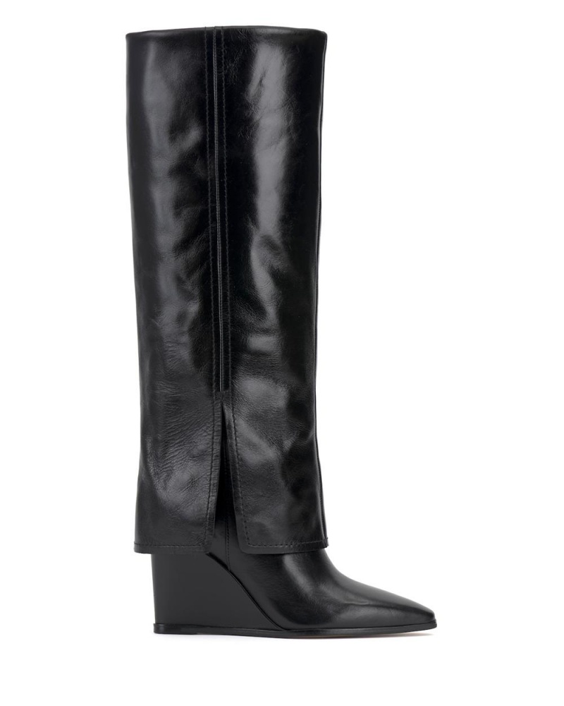 Vince Camuto Tibani Siroke Topanky-Calf Čižmy Na Kline Damske Čierne | QJAW-25970