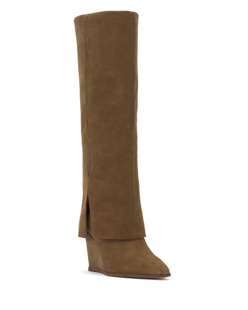 Vince Camuto Tibani Siroke Topanky-Calf Čižmy Na Kline Damske Hnede | MSPU-02876