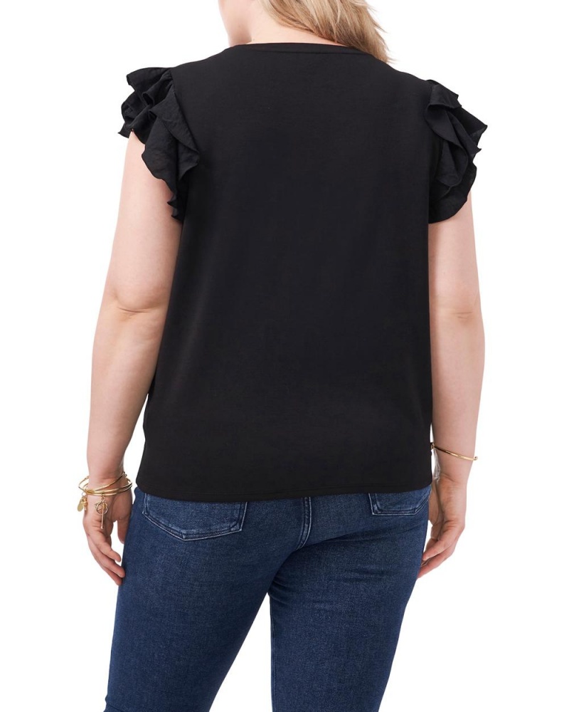 Vince Camuto Tiered Ruffle-Sleeve (Plus Size) Tricko Damske Čierne | TVOQ-14592