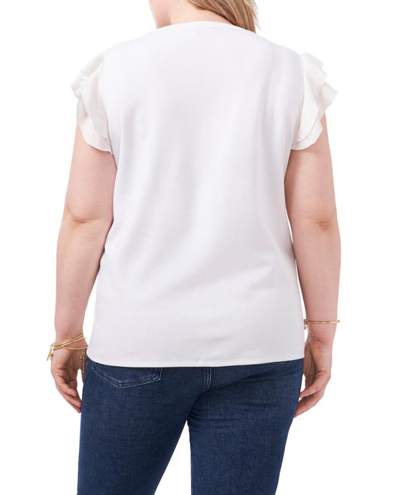 Vince Camuto Tiered Ruffle-Sleeve (Plus Size) Tricko Damske Biele | AIQT-07841
