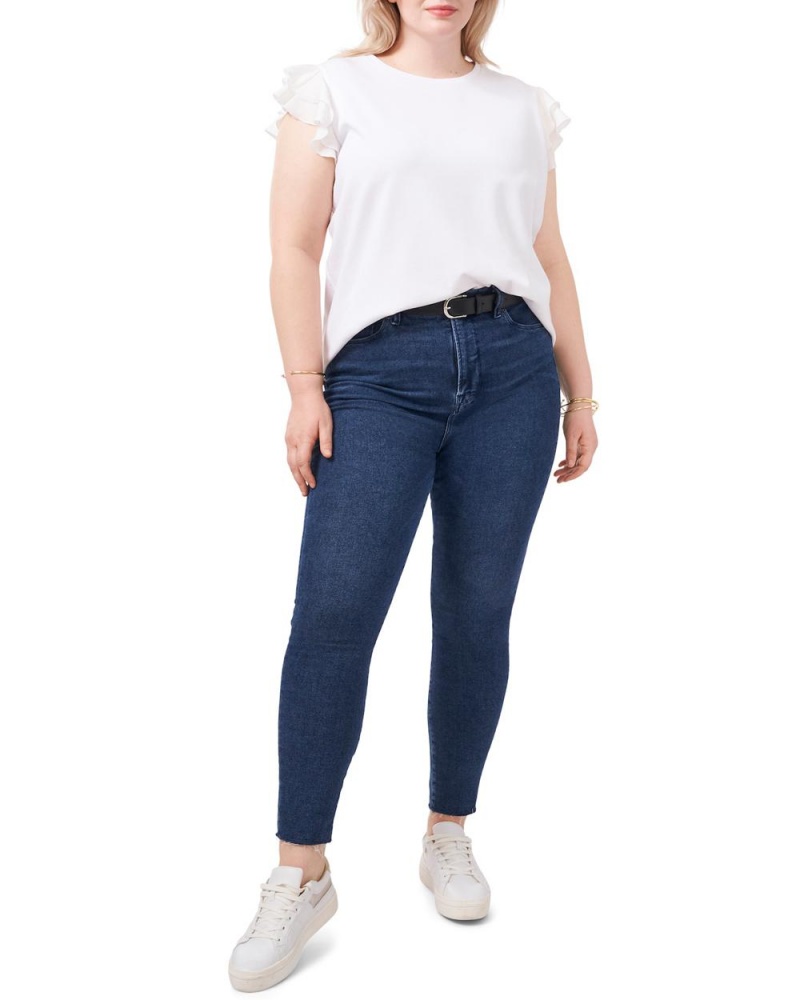 Vince Camuto Tiered Ruffle-Sleeve (Plus Size) Tricko Damske Biele | AIQT-07841