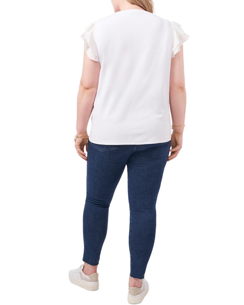 Vince Camuto Tiered Ruffle-Sleeve (Plus Size) Tricko Damske Biele | AIQT-07841