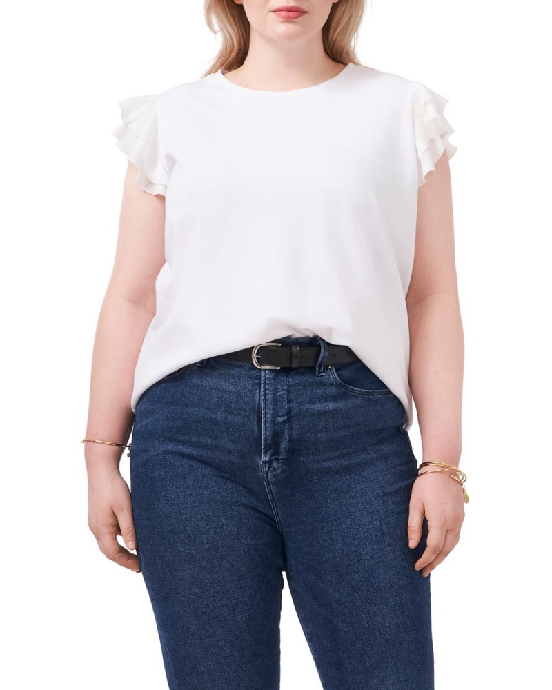 Vince Camuto Tiered Ruffle-Sleeve (Plus Size) Tricko Damske Biele | AIQT-07841
