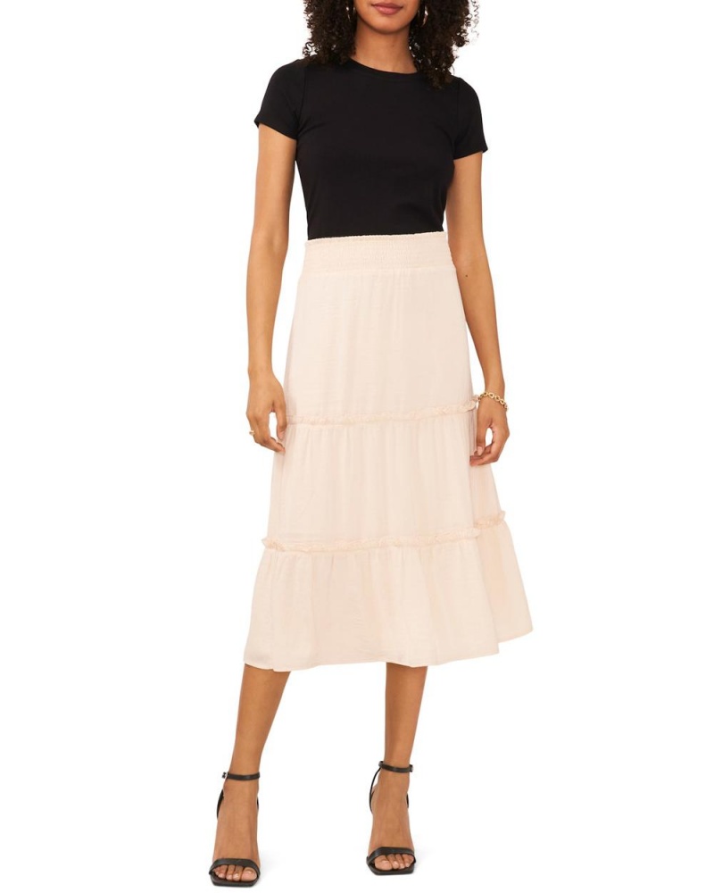 Vince Camuto Tiered Ruffled Midi Sukne Damske Biele | TJSR-09813