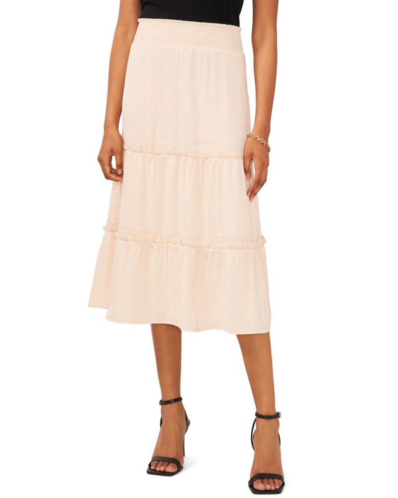 Vince Camuto Tiered Ruffled Midi Sukne Damske Biele | TJSR-09813