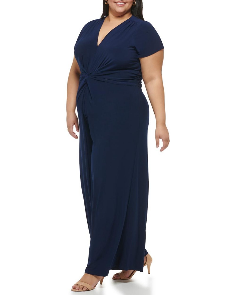 Vince Camuto Twist-Front Siroke Topanky-Leg (Plus Size) Kombineza Damske Námornícka Modrá | ITBF-39150