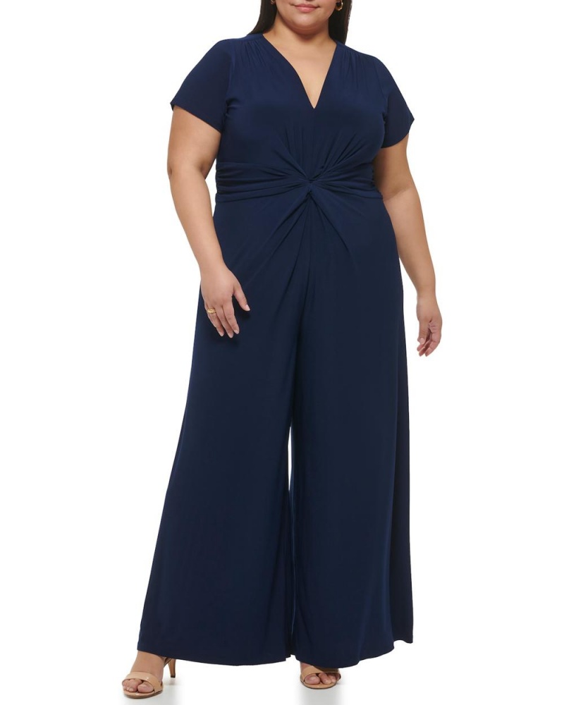 Vince Camuto Twist-Front Siroke Topanky-Leg (Plus Size) Kombineza Damske Námornícka Modrá | ITBF-39150