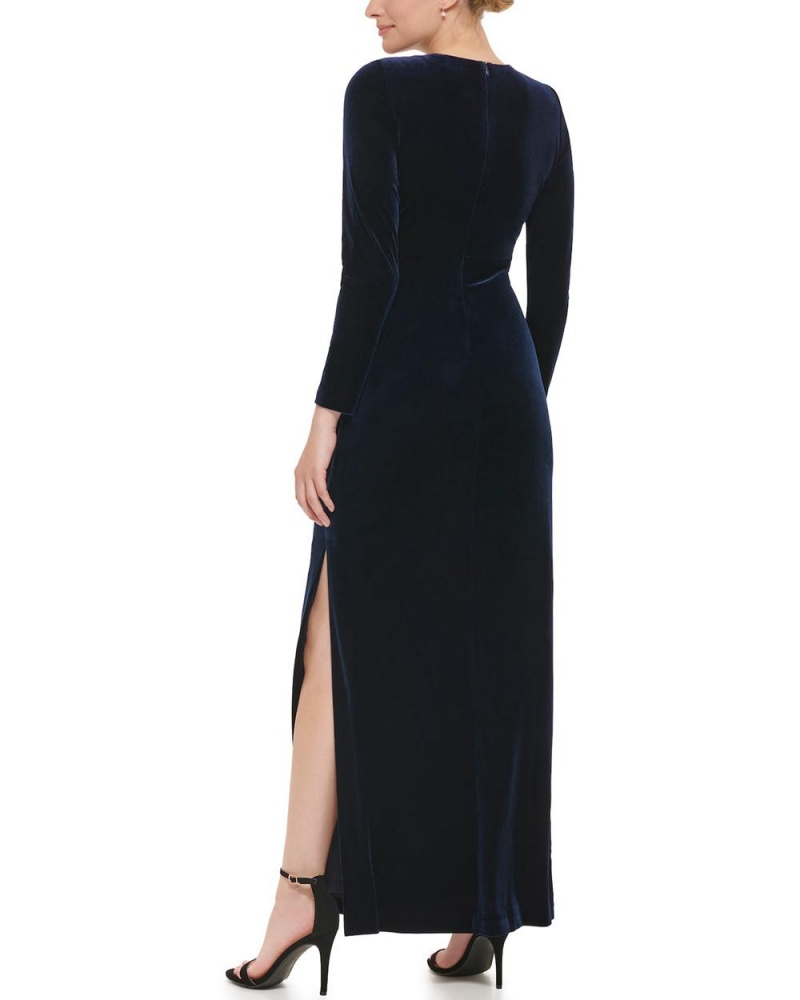 Vince Camuto Twist-Front Velvet Gown Maxi Šaty Damske Námornícka Modrá | YDOT-26790