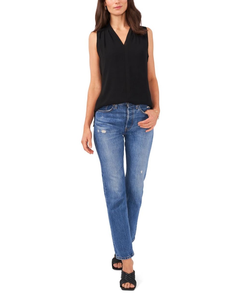 Vince Camuto V-Neck Bez Rukavov Bluzka Damske Čierne | IBKC-70945