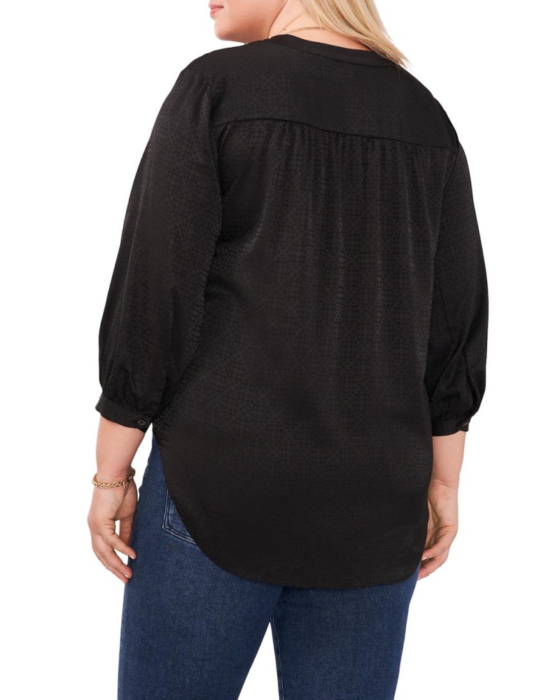 Vince Camuto V-Neck Inverted-Pleat (Plus Size) Bluzka Damske Čierne | UGYE-23548