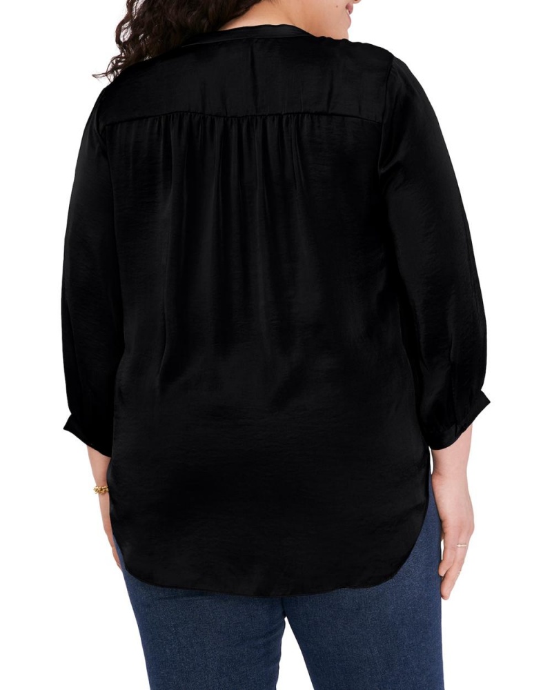 Vince Camuto V-Neck Inverted-Pleat (Plus Size) Bluzka Damske Čierne | NSGX-29748