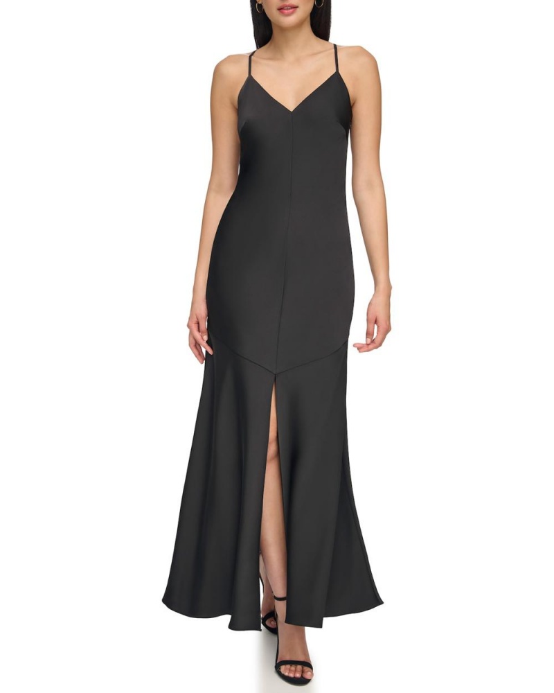 Vince Camuto V-Neck Maxi Slip Saty Damske Čierne | JMVG-68170