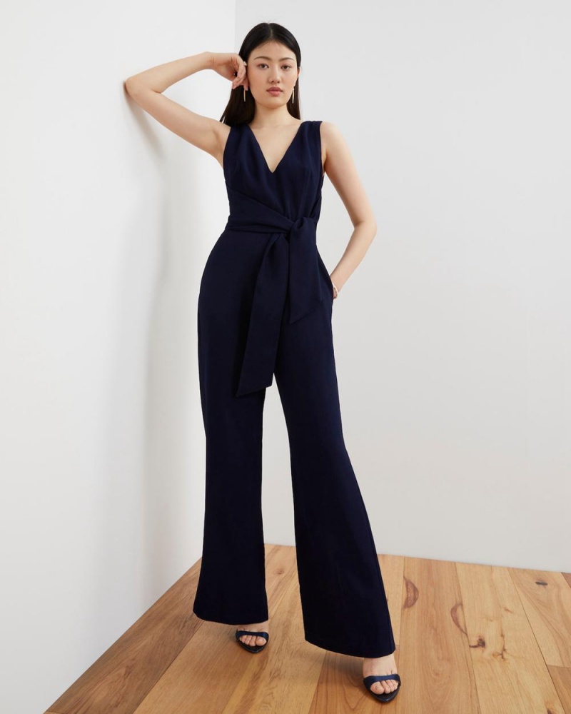 Vince Camuto V-Neck Tie-Pásom Kombineza Damske Námornícka Modrá | UTJQ-18762