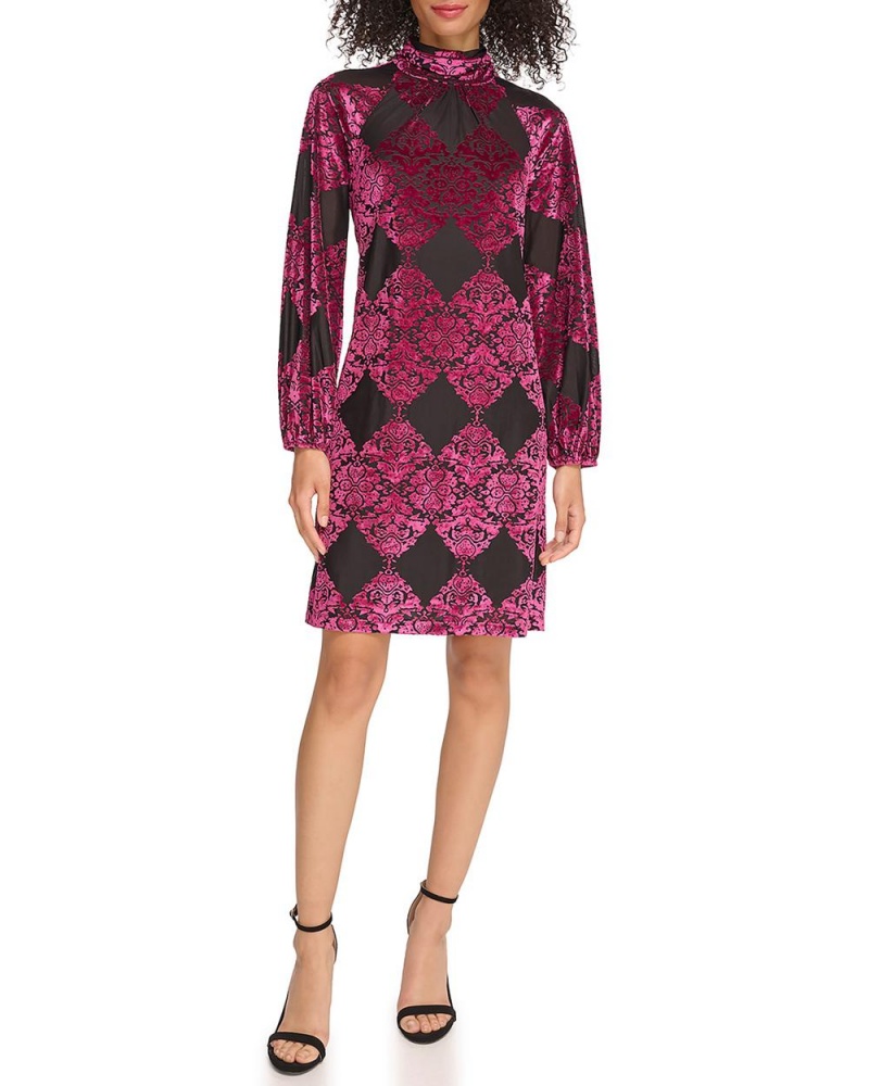 Vince Camuto Velvet Devore Roll-Neck Saty Damske Bordove | LZMB-28306