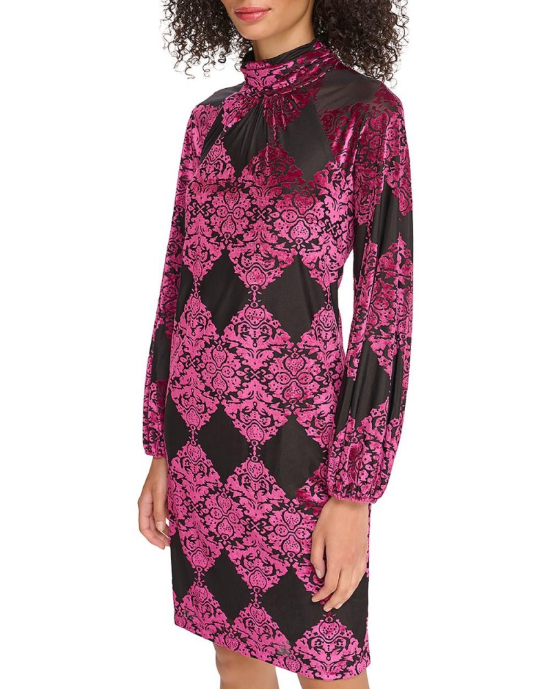 Vince Camuto Velvet Devore Roll-Neck Saty Damske Bordove | LZMB-28306