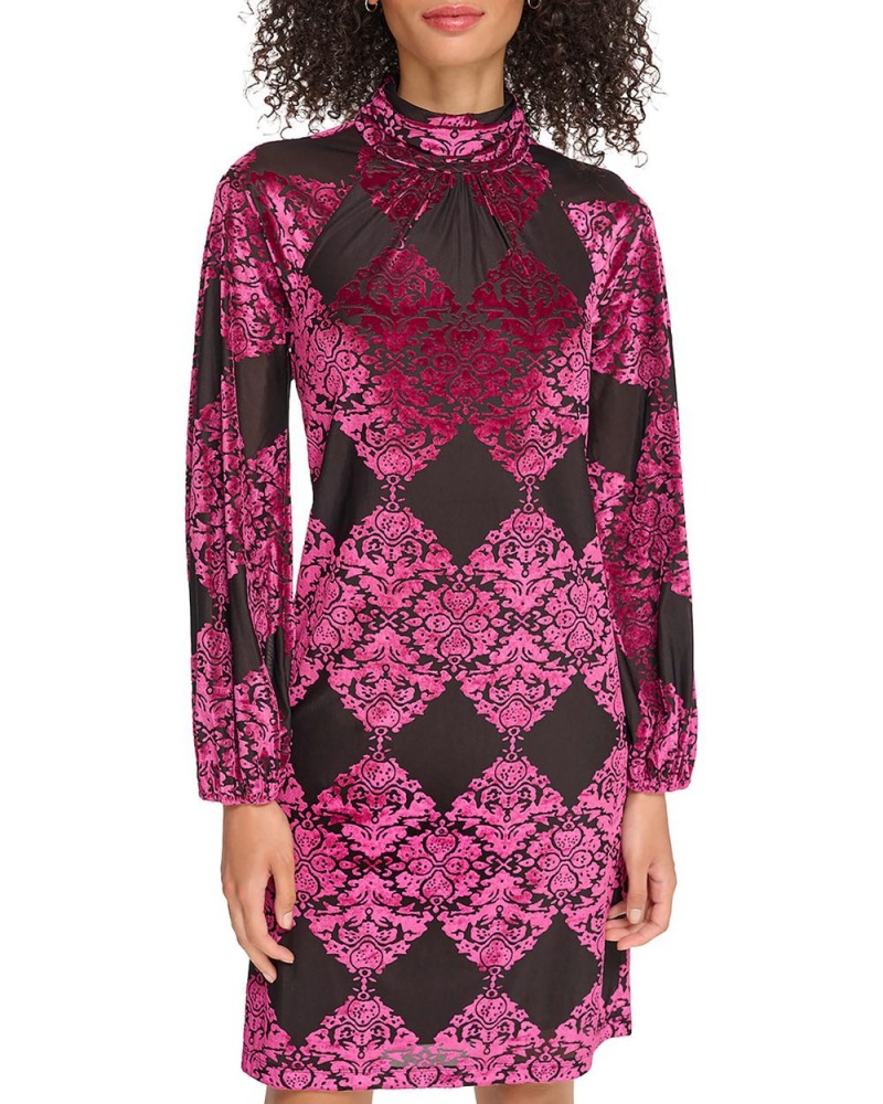 Vince Camuto Velvet Devore Roll-Neck Saty Damske Bordove | LZMB-28306