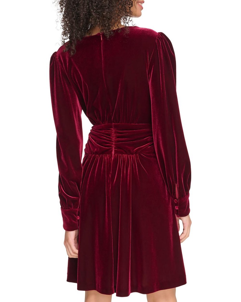 Vince Camuto Velvet Twist-Front Saty Damske Bordove | WXLD-35408