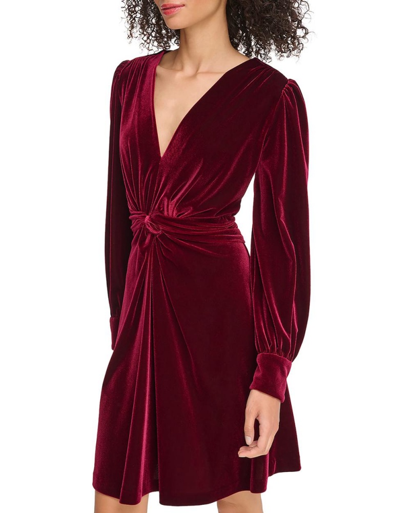 Vince Camuto Velvet Twist-Front Saty Damske Bordove | WXLD-35408