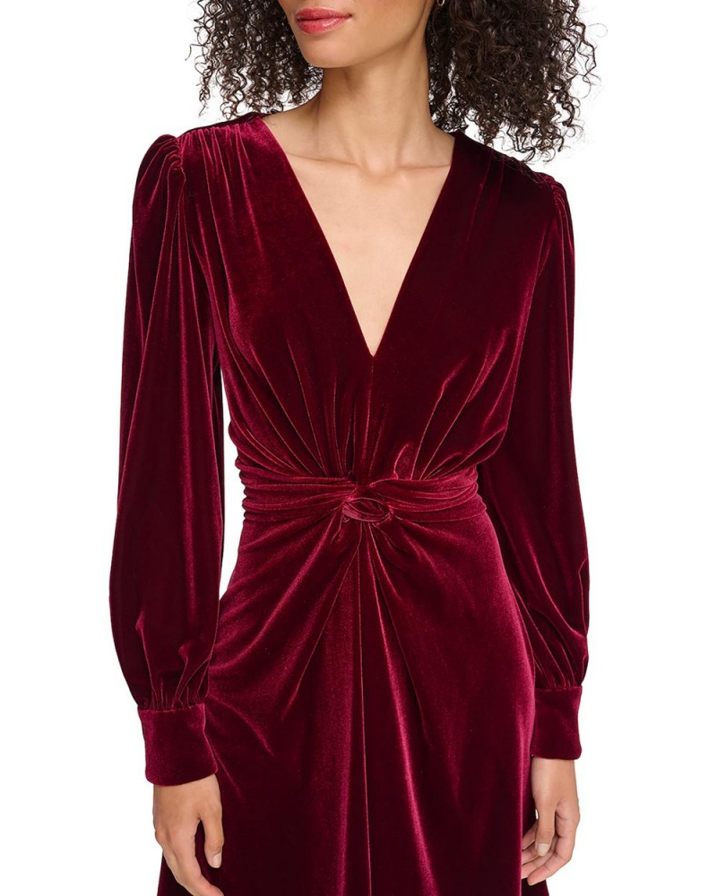 Vince Camuto Velvet Twist-Front Saty Damske Bordove | WXLD-35408
