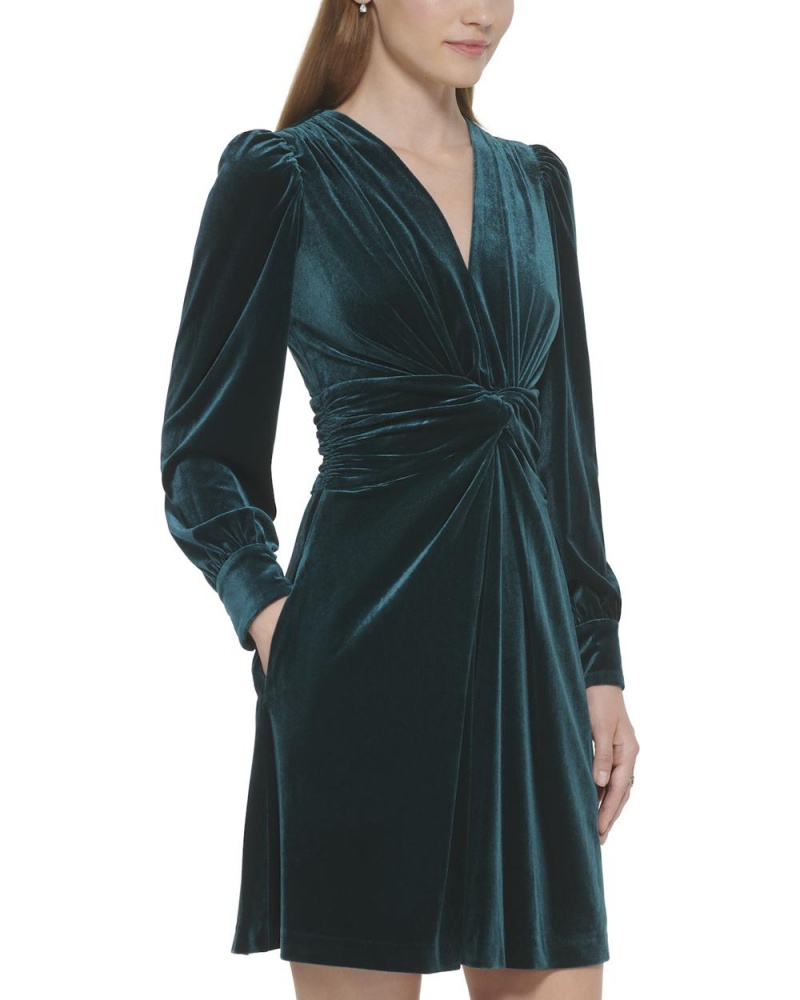 Vince Camuto Velvet Twist-Front Saty Damske Zelene | ORMS-62154