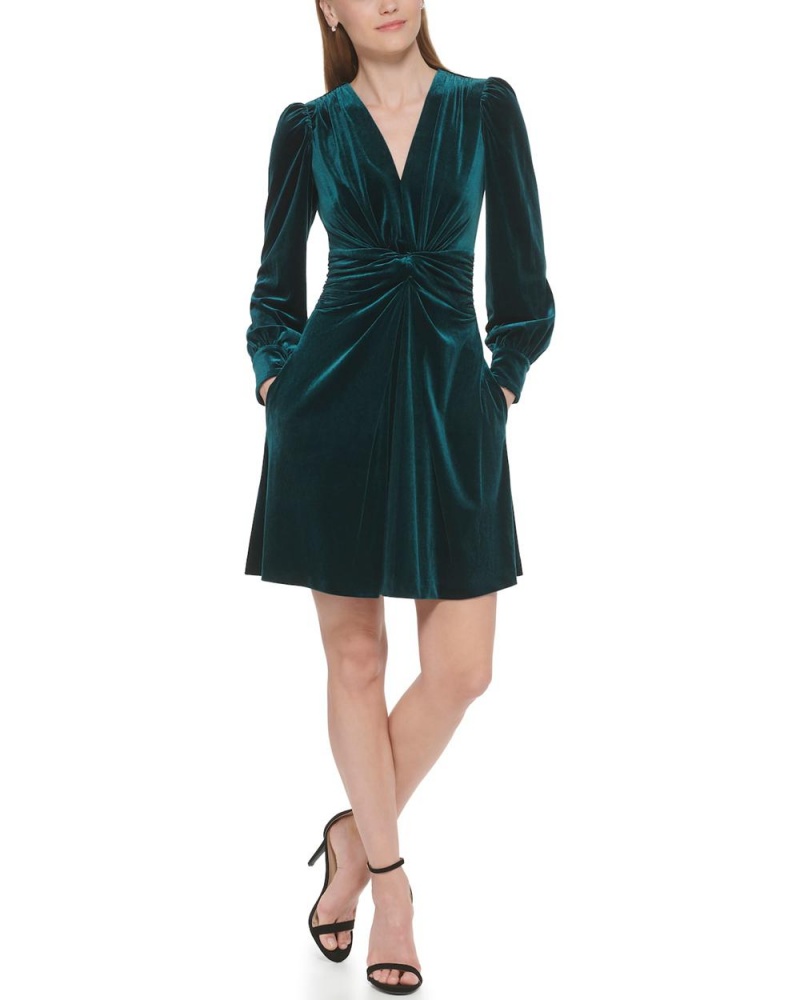 Vince Camuto Velvet Twist-Front Saty Damske Zelene | ORMS-62154