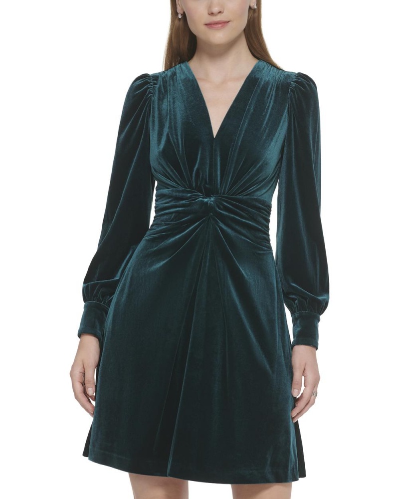 Vince Camuto Velvet Twist-Front Saty Damske Zelene | ORMS-62154