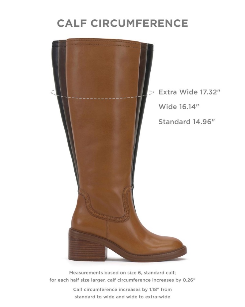Vince Camuto Vuliann Extra Siroke Topanky-Calf Vysoke Cizmy Damske Hnede | JXQO-17285