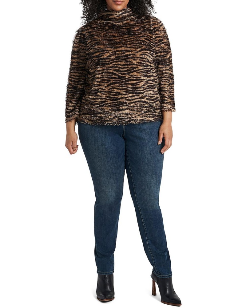 Vince Camuto Zebra-Print Eyelash (Plus Size) Topy Damske Čierne | LGOP-58439